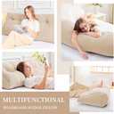 Sasttie Headboard Pillow Queen, Wedge Pillow Headboard for Sitting Up in Bed, Back-Rest Support Triangular Cushion for Reading - Features Removable Washable Cover, Beige