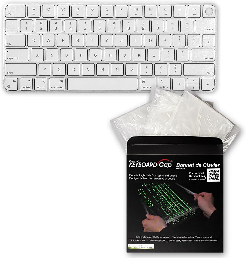 2 x Universal KeyboardCap. Fully Covered Flat Style 0.025mm Waterproof Anti-Dust Desktop Keyboard Cover with Numeric Hospital/Dentist Use (for Magic Keyboard Without Numeric Keypad)