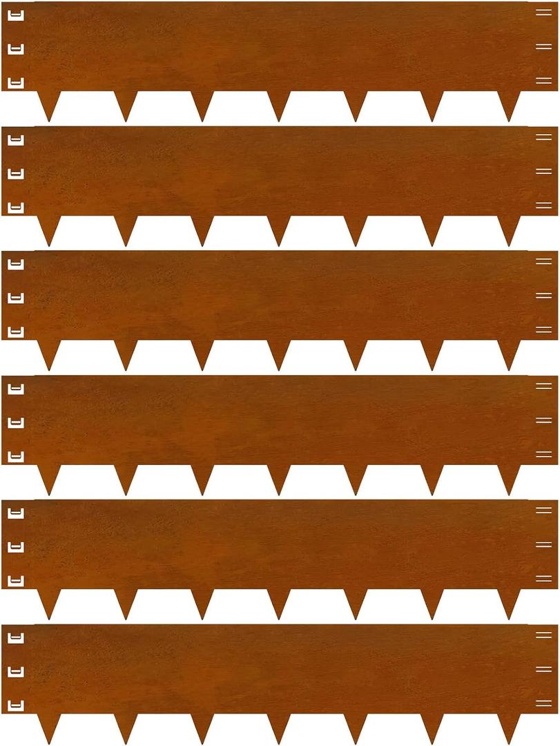 Cor-Ten Steel Landscape Edging 12 Inch,20Ft 6-Pack Rust-Resistant Metal Landscape Edging,Steel Edging for Landscaping,Yard,Garden,Lawn