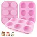 Tikxlafe 3-Pack 6-Cup Silicone Muffin Pans, Nonstick Cupcake Baking Molds, Muffin Cupcake Pans Molds for Baking, BPA/ PFA-Free, Dishwasher & Oven Safe - Pink