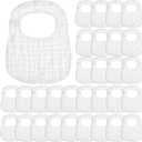Reginary 30 Pack White Muslin Bibs Bulk for Boy Girl Muslin Baby Bibs Adjustable 6 Layers Cotton Bandana Soft Absorbent Washable Snap for Baby Decorating Newborn Infant Drooling Eating Feeding Gifts