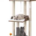 FourFurPets 43.7" Cat Tree, Modern Cat Tree Tower, Cat Tower for Indoor Cats Large Adult, Cat Condo with Scratching Post, Large Perch and Removable Pads,Rustic Brown
