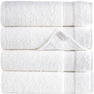 Quick-Dry, Soft & High Absorbent Bath Towels 27"x54" Cotton Turkish Bath Towel Set of 4 | Daily Use 100% Cotton Towels for Bathroom, Gym & More | Bathroom Towels Set (4 Pcs, White)