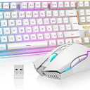 RedThunder K10 Wireless Gaming Keyboard and Mouse Combo, LED Backlit Rechargeable 3800mAh Battery, Mechanical Feel Antighosting Keyboard + 7D 3200DPI Mice for PC Gamer (White)
