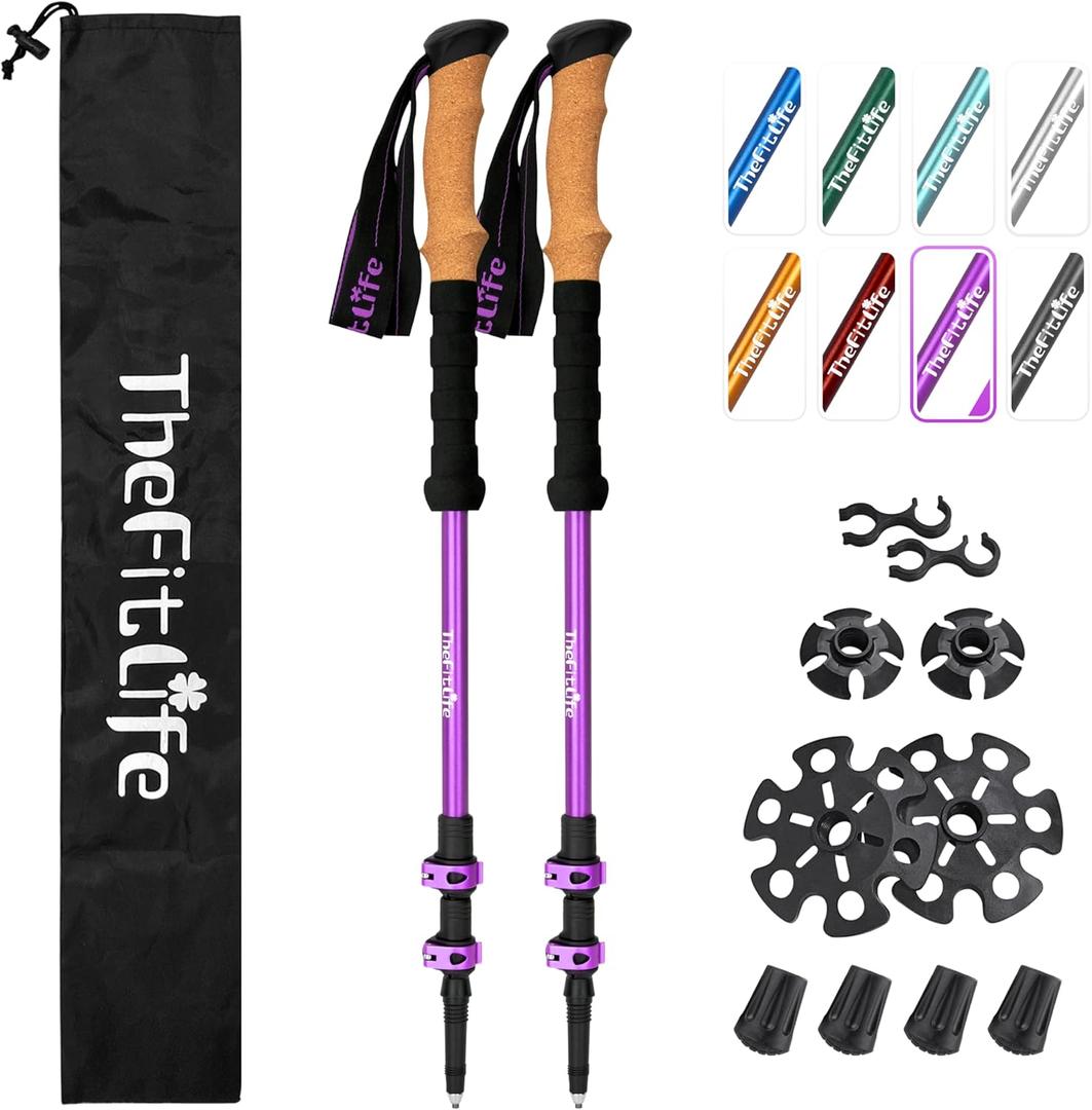 TheFitLife Trekking Poles - Lightweight 7075 Aluminum Hiking Sticks with Cork Grips, Adjustable Telescopic Design, Metal Flip Lock for Men & Women - Perfect for Hiking, Walking, Camping & Backpacking, 
Extended Length	53.1 inches