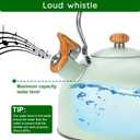 Tea Kettle Stovetop, 2.6 Quart cute teapot,loud whistle kettle, Food Grade Stainless Steel with Fold wood grain handle, Mint Green,With Anti Scald Towel