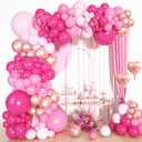 Ouddy Life Pink Balloons Arch Garland Kit, Different Sizes 18 12 10 5Inch Hot Pink Pastel Latex Metallic Confetti Heart Foil Balloon for Girls Women Wedding Engagement Birthday Party Decorations