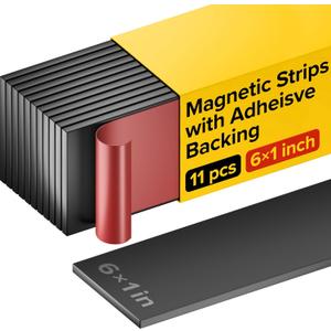 Magnet Strips with Adhesive Backing - Flat Thin Magnetic Tape for Crafts - Tool and Knife Magnetic Strip for Garage, Kitchen and Garden - Sticky Magnetic Tool Holder for Wall - 11 PCs