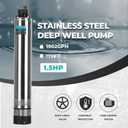 LEO 1.5HP Shallow Deep Well Pump 170FT Head Deep Well Submersible Pump | 1902GPH Submersible Well Pump with 72.2ft Power Cord 115V, Stainless Steel, Shallow Well Pump for Home, Irrigation Low Noise