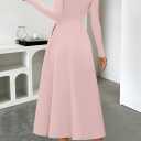 MEROKEETY Women's Fall Long Sleeve Wedding Guest Dresses 2025 One Shoulder Elegant Formal Pleated Midi Maxi Dress (Pink, M)