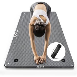 LFS Yoga Mat 72.8" x 31.5" x 2/5 inch Thick With Strap and Bag, Extra Wide Workout Mat for Women and Men, Non Slip Exercise Mat for Home Outdoor Yoga, Pilates, Stretching, Floor & Fitness Workouts