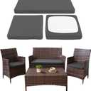 Waterproof 3-Piece Patio Sofa Cushion Cover Set - Replacement Covers for Outdoor Wicker Furniture, Bench & Seat Cushions