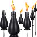 Metal Citronella Torches, 6 Pack Torches Garden for Outside 60 inch Flickering Flame Citronella Outdoor Light Torch,Metal Torches for Outside, Camping Patio Pathway Table Torch(Jet Black)