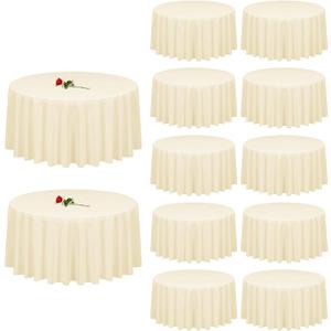 YMHPRIDE 12 Pack Round Tablecloth 90 inch Beige Table Cloths for Round Tables,Stain and Wrinkle Resistant Washable Polyester Tablecloths Beige Table Cloth 90 Inch Round Table Cloth for Wedding Party