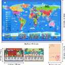 Interactive World Map for Kids Ages 5-12 with Talking Pen | Educational Geography Toy with Piano Music Card & Recordable Greeting Card | Gift for Christmas & Birthdays