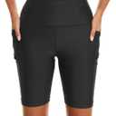 HODOSPORTS Women's 3''/5''/7''/9'' Swim Shorts UPF 50+ High Waisted Board Shorts with Pockets Liner Quick Dry Swimsuit Bottom (Black, Small)