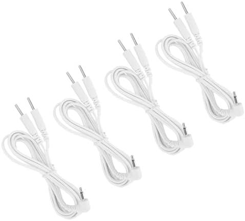 Premium Tens Replacement Lead Wires for 2.5 mm Mini-Plug to Two 2.0 mm Pin Connectors (Pack of 4)