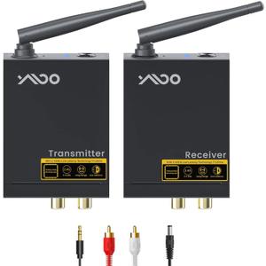 YMOO 2.4Ghz Wireless Audio Transmitter Receiver,192kHz/24bit HiFi Audio,20ms Ultra Low Latency,320ft Long Range RCA Jack Adapter for Speaker/soundbar to TV/PC/CD Player/Computer/Projector