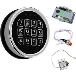 Electronic Gun Safe Lock Replacement, Zinc Alloy Keypad Gun Safe Lock with Solenoid Access,14 Ribbon Cable Motherboard & Reset Button Lock Set Chrome