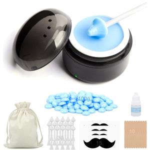 Nose Wax Kit - Travel Wax Warmer for Hair Removal with 100g Waxs, 15 Applicators, 30 Nose Hair Sticks 2 Silicone Pots, 1 Bag Constant Temperature, 15-20 Times Black - Round | Black | Mini