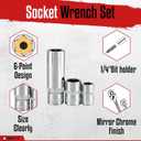 WETT 1/4" and 3/8" Drive Socket Set, 86-Piece Socket Wrench Set with Quick-Release Ratchet, Extention Bar, Adapter, 1/4" Bits, CR-V Steel, Metric/SAE, Deep/Shallow, Mirror Chrome Finish