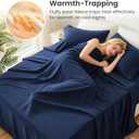 Love's cabin Fleece Full Sheet Set - 4 Pcs Dark Blue Super Soft Plush Polar Fleece Bed Sheets Set with 16" Deep Pocket,Cozy Warmth for Cold Season(1 Flat Sheet,1 Fitted Sheet,2 Pillow Cases)