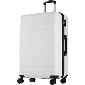 OLIXIS 20 Inch Carry-On Luggage, Hardside Suitcase with Spinner Wheels, Lightweight ABS Hard Shell Travel Luggage, TSA Approved Lock, Expandable Small Suitcase for Business & TravelWhite
