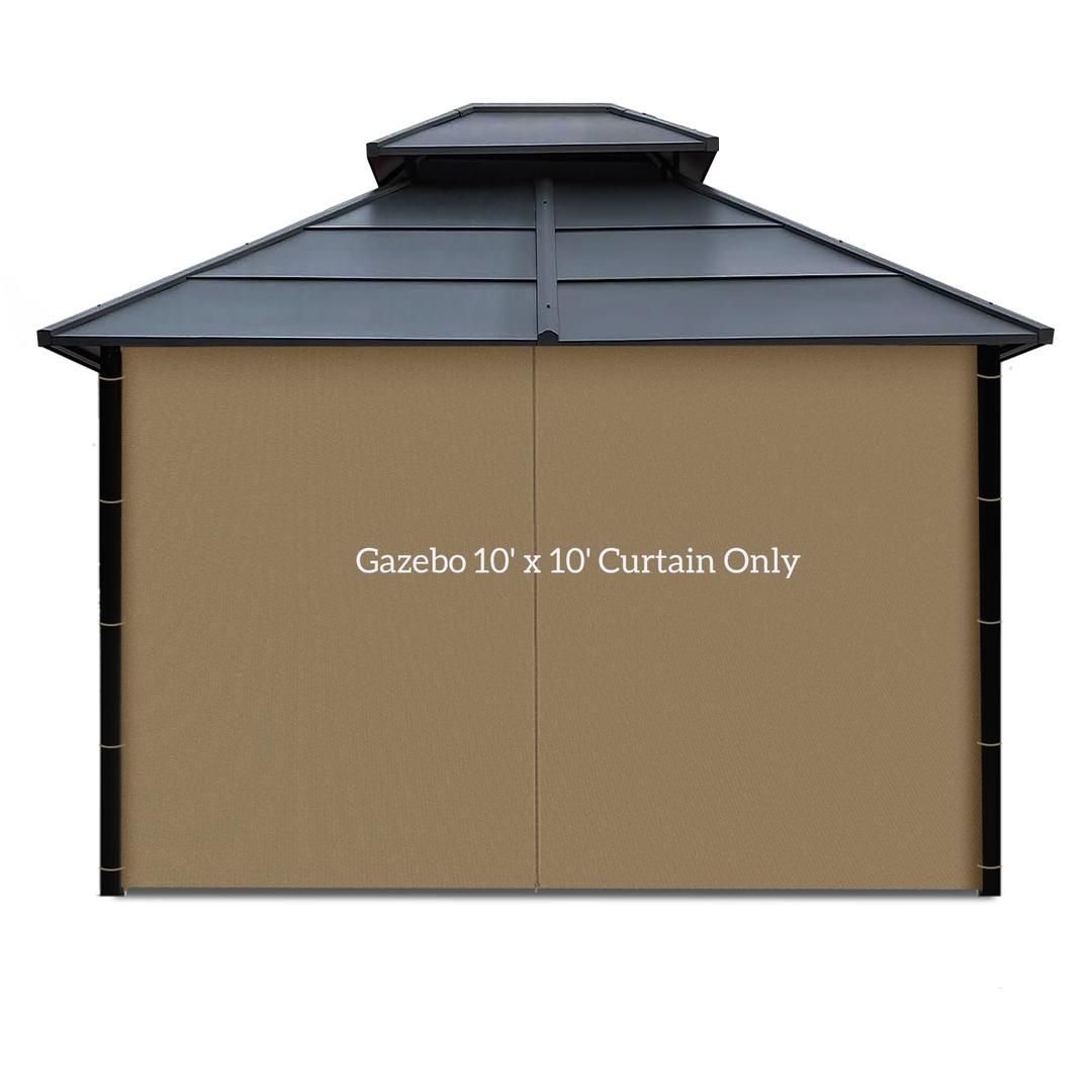 Gazebo Privacy Curtain with Zipper Side Wall Universal Replacement for 10' x 10' Gazebo, Patio, Outdoor Canopy, Garden and Backyard, Khaki (1-Panel Curtain Only)
