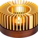 Teapot Warmer, Aluminum Tea Warmer with Wooden Base, Candle Heater for Heating Tea, Coffee, Milk, Food,Camping and Traveling, Universal Teapot Heater (Small-with Wooden Base)