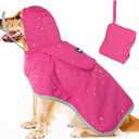 Lukovee Dog Raincoat, Adjustable Dog Rain Jacket with Clear Hooded Double Layer for Large Medium Small Dogs Puppies, Waterproof Rain Coat Poncho with Reflective Storage Pocket & Rim (FU,M)