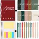 Chuangdi 20 Sets End of Year Teacher Gifts Bulk Inspirational Spiral Notebook with Sticky Note Motivational Pen Appreciation Gifts for Employee Team Staff Coworker (Classic,Vibrant)