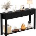 Homieasy Farmhouse Console Table with 3 Drawers, 47 Inch Wood Sofa Table with Storage Shelf for Living Room, Behind Couch, Entryway Table for Hallway, Living Room, or Foyer, Black