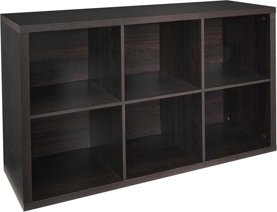 ClosetMaid 6 Cube Storage Shelf Organizer Bookshelf with Back Panel, Easy Assembly, Wood, Black Walnut