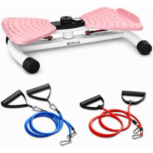 Ronai Waist Twister Machine with Resistance Bands Adjustable Ab Twister Board for Home Fitness, Dual Pedals, Quiet Rotation, Tracks Time/Reps/Calories, 300 Lbs Capacity