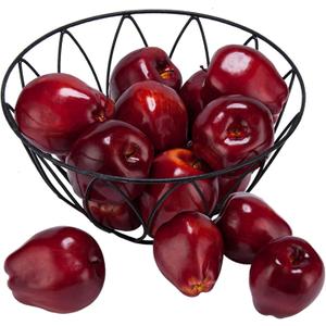 Toopify 16PCS Artificial Red Apples, Red Delicious Faux Apples, Plastic Fruit, Fake Lifelike Simulation Fruit for Home Kitchen Table Basket Decoration, 3.43" x 2.95"