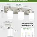 Bathroom Light Fixtures, Brushed Nickel Bathroom Lighting Fixtures Over Mirror, Modern Vanity Light with White Glass Shade, Restroom Lighting Fixtures, 3-Light 22-inch