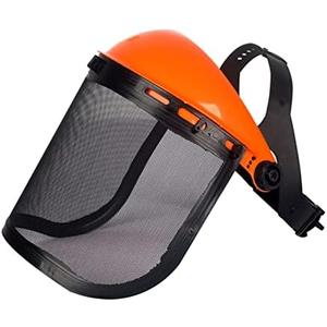 Extolern Safety Mask with Mesh Visor for Chainsaw Trimmer Pole Pruners, Protective Mask and Mesh Mask for Face Protection （Orang）