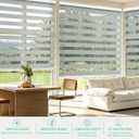Changshade Cordless Zebra Blinds for Windows, Light Filtering Dual Layer Zebra Shades, Free-Stop Roller Blinds, Privacy Day Night Light Control for Bedroom Living Room Office, Gray, 36" W x 48" H