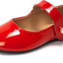 FUNKYMONKEY Toddler/Little Girl Mary Jane Dress Shoes Casual Slip on Ballet Flat (10 Toddler, Red)