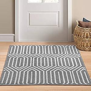 Indoor Doormat 32"x 40", Absorbent Front Back Door Mat Floor Mats, Rubber Backing Non Slip Door Mats Inside Mud Dirt Trapper Entrance Door Rug Carpet, Machine Washable Low Profile-Grey Time Cloister