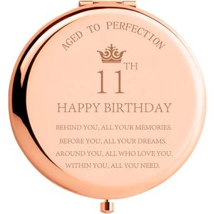 11th Birthday Gifts for Girl-Behind You All Your Memories Before You All Your Dreams 11 Year Old Girl Birthday Gifts for Daughter Granddaughter Niece Stainless Steel Compact Mirror(Rose Gold)