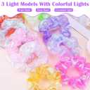 18Pcs Light Up Scrunchies, LED Hair Scrunchy for Women Girls Neon Colorful Hair Tie 3 Light Modes Hair Bands Glow in the Dark Hair Accessories for Rave Slumber Carnival Birthday Party Favor Supplies
