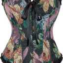 Alivila.Y Fashion Womens Lace Up Corset Top Overbust Body Shaper Bustier Corsets for Women (X-Large, Black Purple)