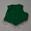 Durio Sparkly Crop Tops for Women Rhinestone Fringe Tank Tops Sexy Tops Nashville Going Out Tops Y2K Party Concert Disco Rave Festival Outfit Gifts for Women Green Medium