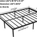Metal Bed Frame King, King Bed Frame,Metal 14 Inch Platform Base Foundation Heavy Duty Slats Support Easy Assembly Noise Free No Box Spring Needed Bedframe King Size, Black