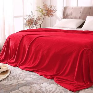 BEDELITE Fleece Blankets Queen Size Red Throw Blankets for Bed, Luxury Plush Cozy Fuzzy Blanket 90x90 inches, Super Soft Warm Lightweight Throw Blanket All Seasons Suitable