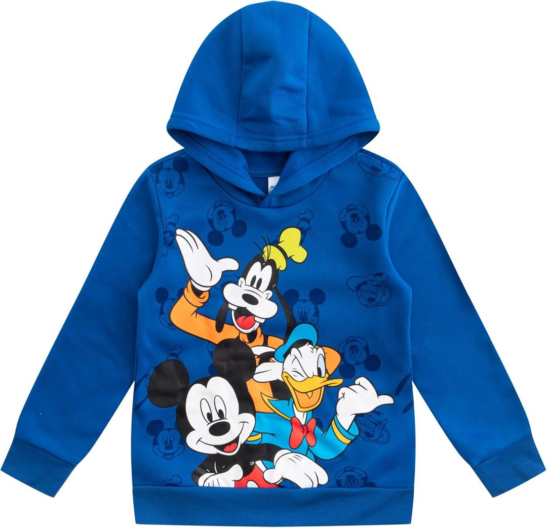 Disney Mickey Mouse, Goofy and Donald Duck Boys Pullover Hoodie for Toddler, Little and Big Kids (Blue), and 3T