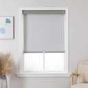 Joydeco 100% Blackout Roller Shades Cordless Blinds for Windows, Free-Stop Shades, UV Protection, Natural Woven Blinds for Home and Office, Light-Proof Aluminum Cover (Gray, 49" W x 75" H)