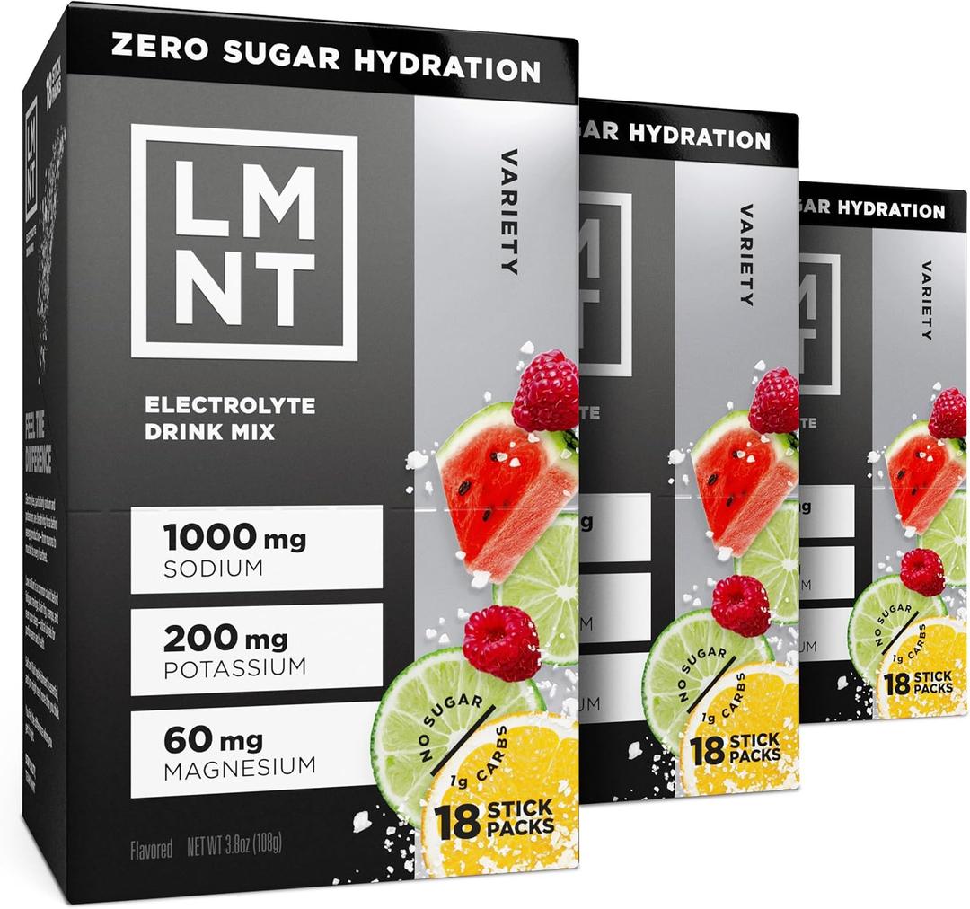 LMNT Zero Sugar Electrolytes - Variety Pack Bundle | Drink Mix | 54-Count, BB: 09/2027