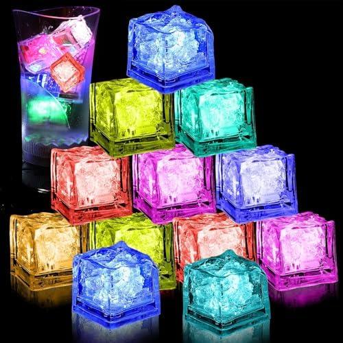 exinddea 11 PCS Light Up Ice Cubes for Drinks,Reusable Flashing Glow in the Dark Ice Cubes,Waterproof Color Changing Led Ice Cube for Club Bar Party Wedding Decor